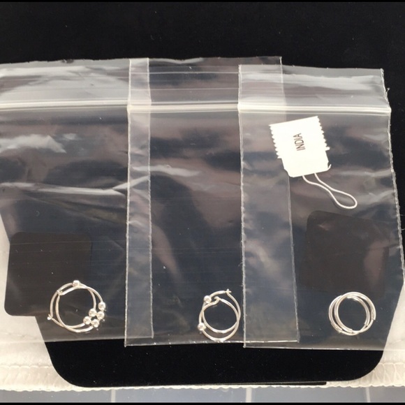 Sterling Silver Beaded Hoop Earrings Set of 3. NWT - Picture 8 of 12